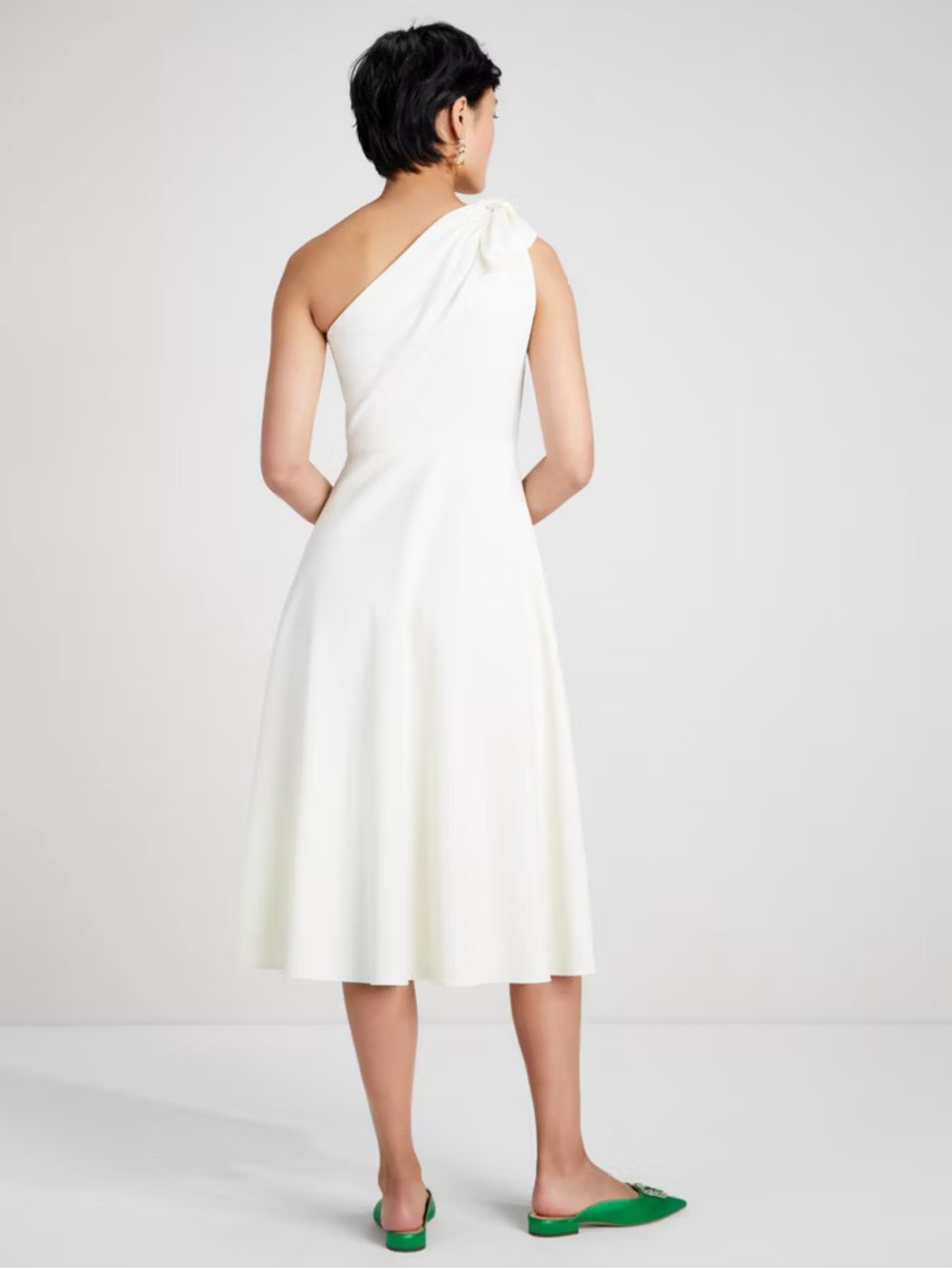 Kate Spade Twill One-Shoulder Midi Dress Ivory/Cream/Off White Sabrina Dress - Picture 3 of 16